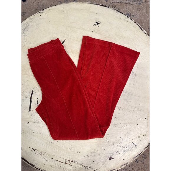 Aerie Women's Red Corduroy Flared Pants Size Small Party Holiday - Picture 2 of 6